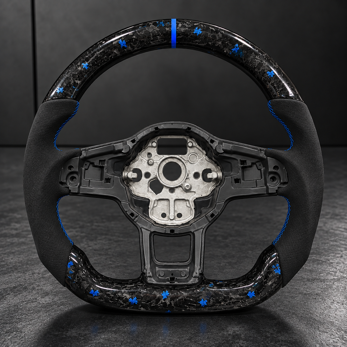 VW FORGED CARBON FIBER ALCANTARA / LEATHER STEERING WHEEL