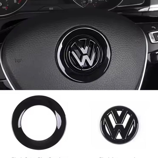 VW STEERING WHEEL 'VW' BADGE EMBLEM/OVERLAY - BASE MODELS