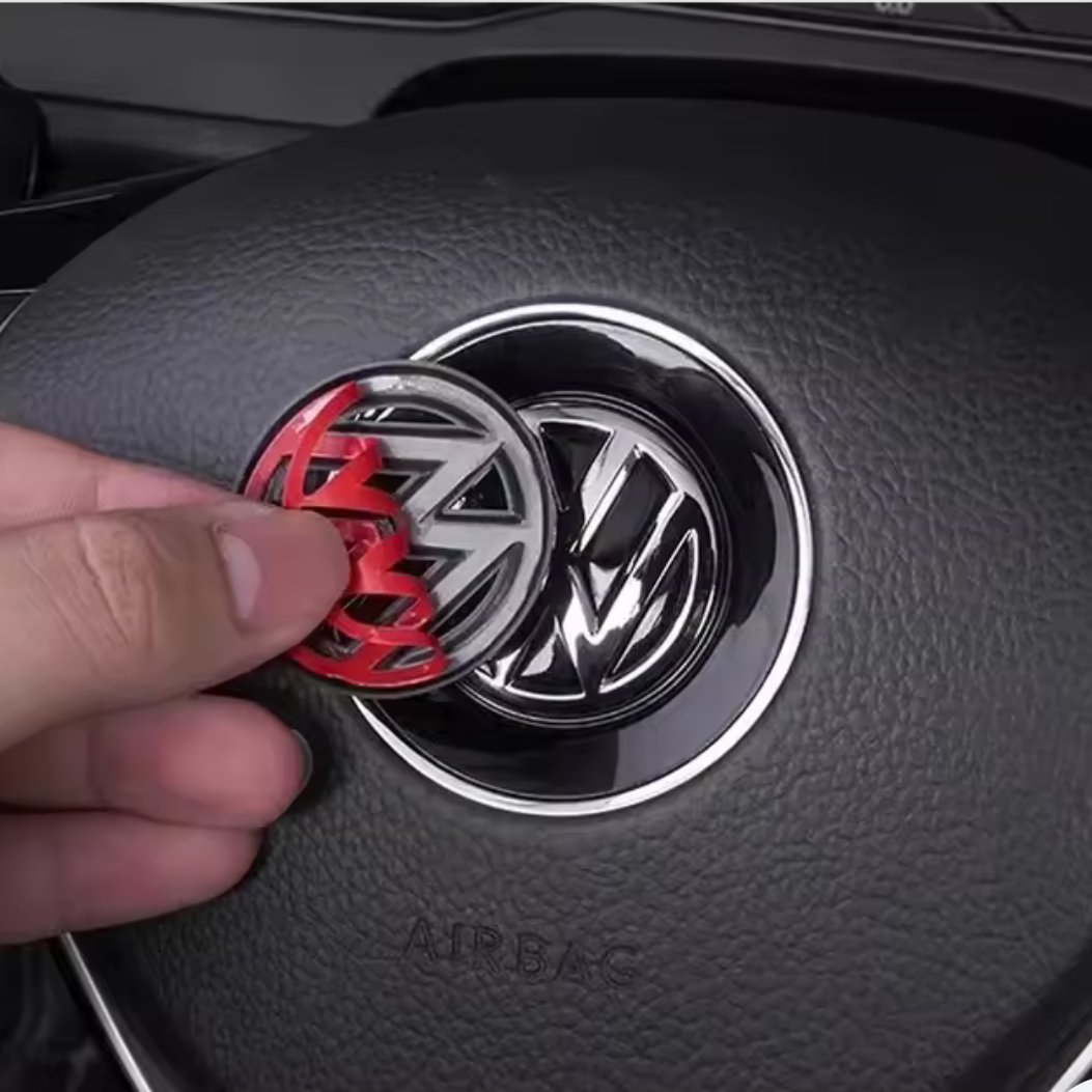 VW STEERING WHEEL 'VW' BADGE EMBLEM/OVERLAY - BASE MODELS