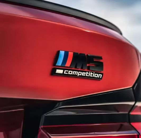 BMW 'M / COMPETITION' REPLACEMENT BADGES - GLOSS BLACK / CHROME