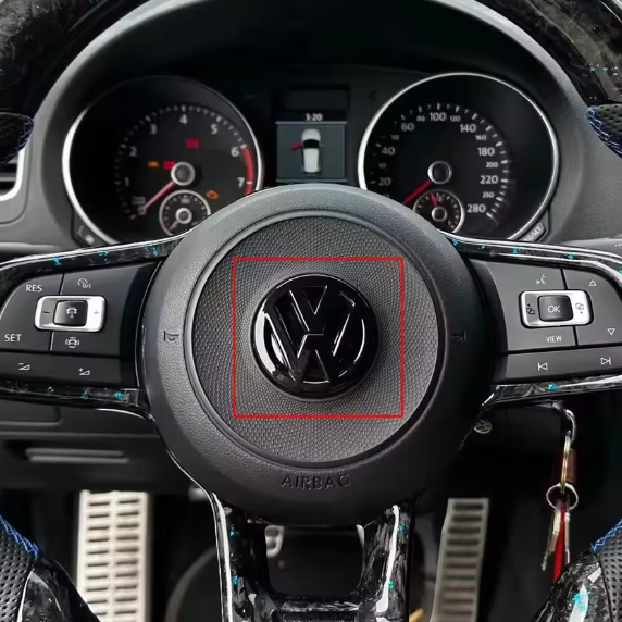 VW STEERING WHEEL 'VW' BADGE EMBLEM/OVERLAY - R-Line / GTI / GTD / R