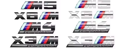 BMW 'M / COMPETITION' REPLACEMENT BADGES - GLOSS BLACK / CHROME