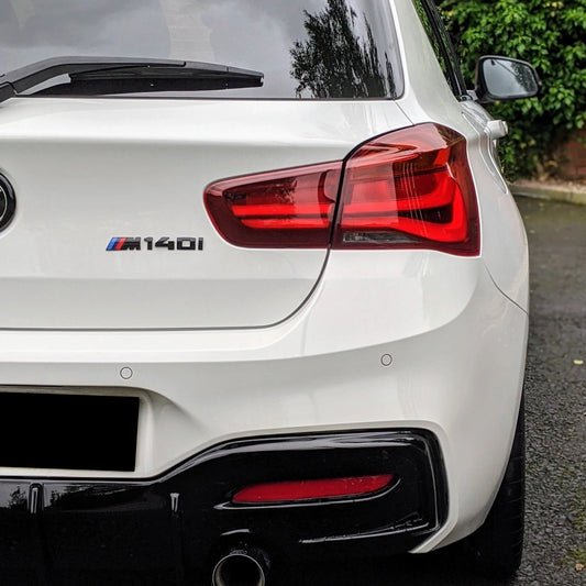 BMW M135i/M140i REPLACEMENT BADGES - GLOSS BLACK / CHROME